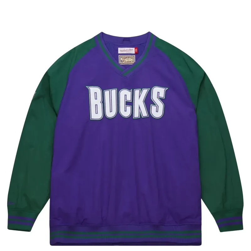 MITCHELL &amp; NESS MILWAUKEE BUCKS NYLON PULLOVER JACKET  