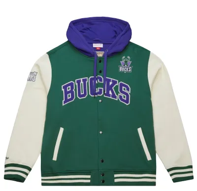 MITCHELL &amp; NESS MILWAUKEE BUCKS COURTSIDE BUTTON JACKET