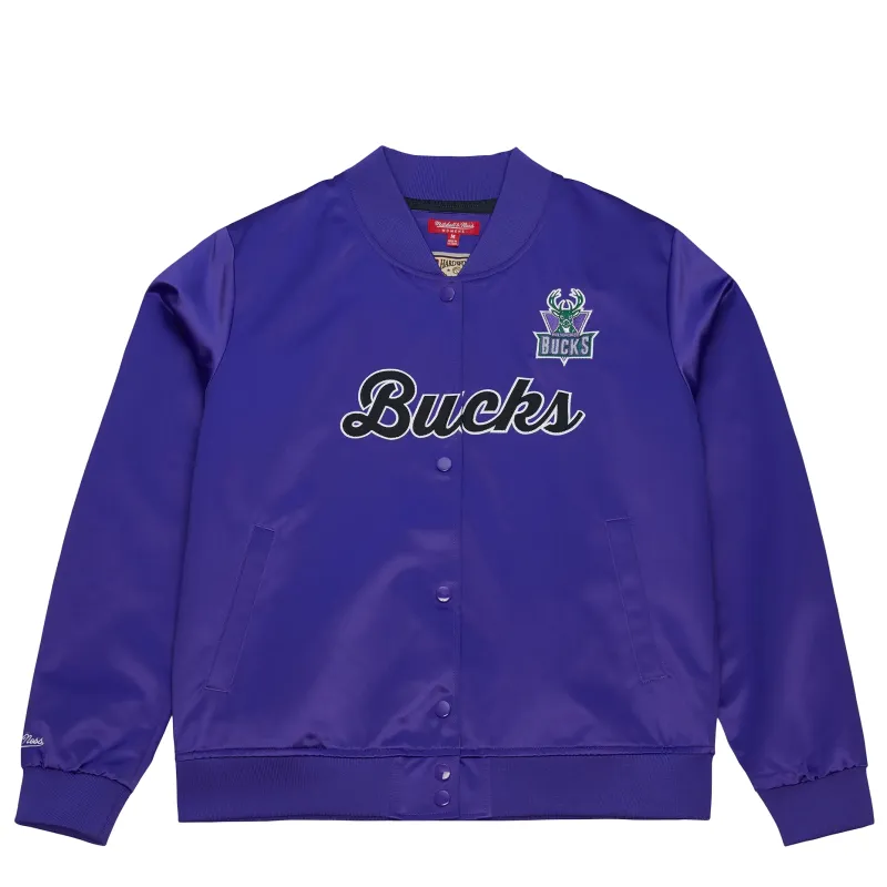 MITCHELL &amp; NESS MILWAUKEE BUCKS WOMEN'S SATIN JACKET