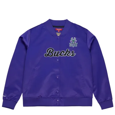 MITCHELL &amp; NESS MILWAUKEE BUCKS WOMEN'S SATIN JACKET