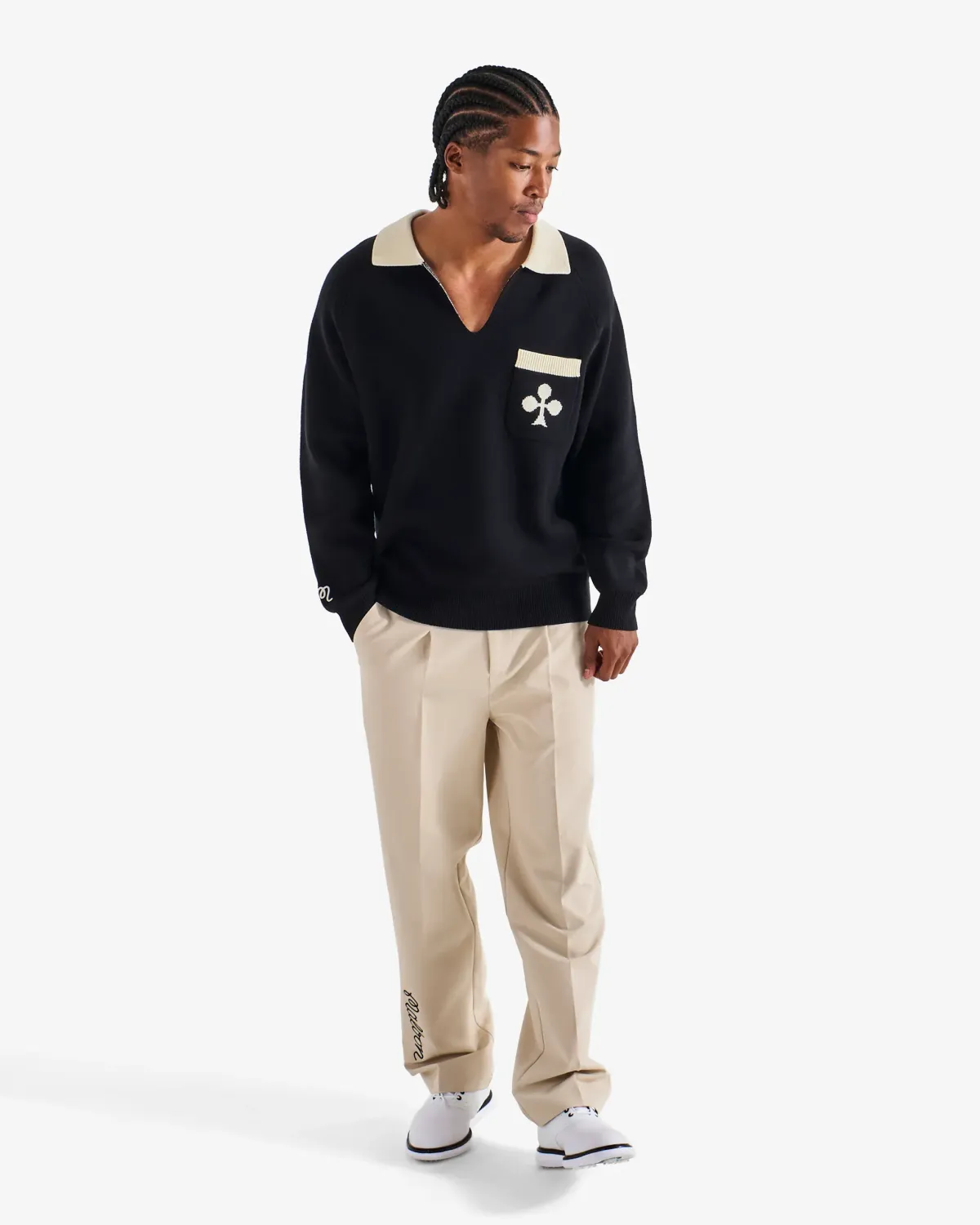 Malbon Golf King of Clubs Sweater Black – FW25 Intarsia Knit