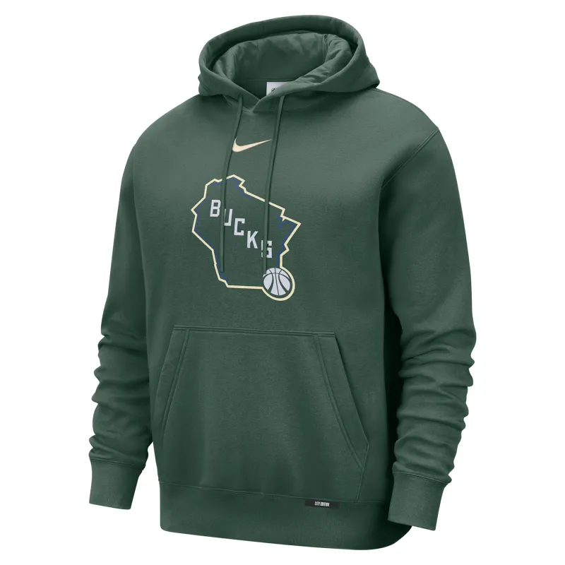 NIKE MILWAUKEE BUCKS CITY EDITION CLUB PULLOVER HOODIE