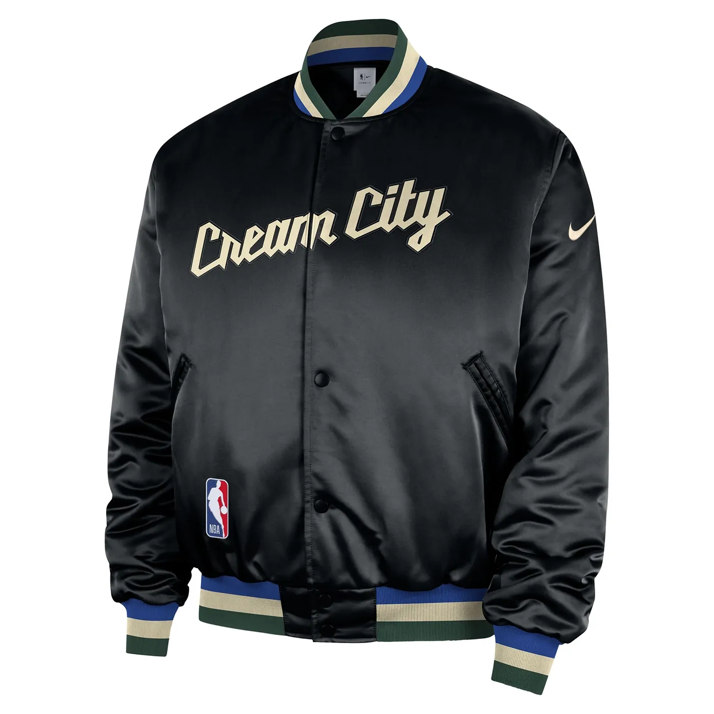 NIKE MILWAUKEE BUCKS CITY EDITION PREMIUM SNAP FRONT JACKET     