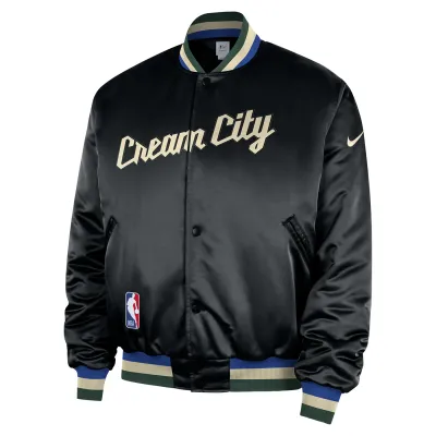 NIKE MILWAUKEE BUCKS CITY EDITION PREMIUM SNAP FRONT JACKET    
