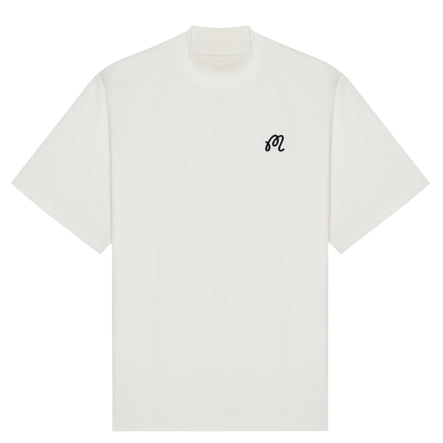 Flat lay front view of white Malbon Mare Mockneck Tee