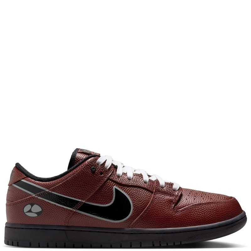 Right side profile of Nike SB x Limosine Dunk Low Pro in Dark Pony with black Swoosh and reflective accents.