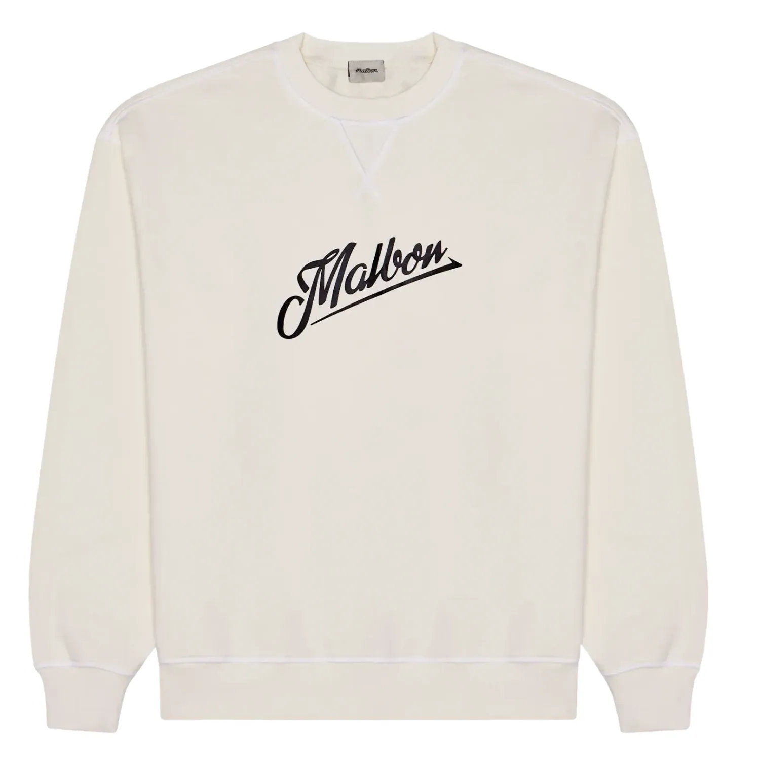 Flat lay front of beige Malbon Grayson crewneck sweatshirt