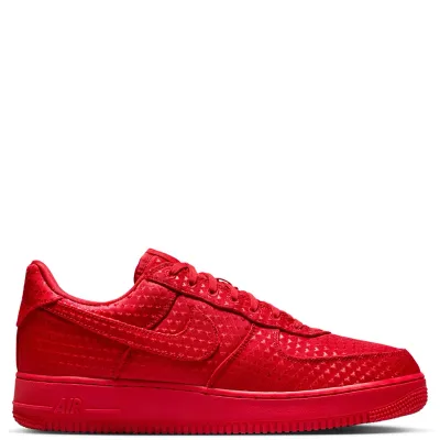 Lateral side view of Nike Air Force 1 Retro Valentine’s Day with tonal Swoosh and classic AF1 midsole.