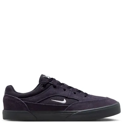 Side view of Nike SB Malor in Blueprint and Off Noir showing suede panels and vulcanized sole.
