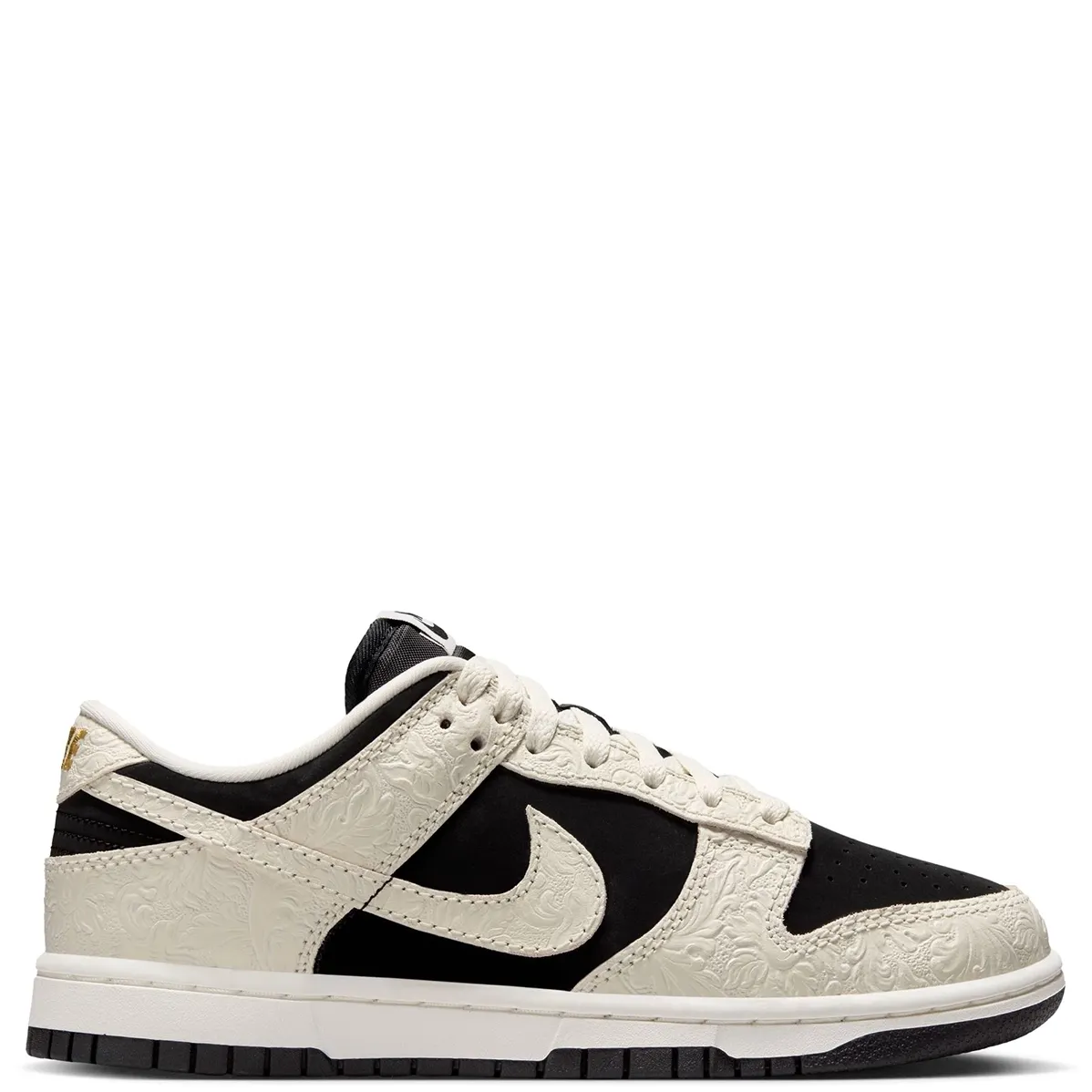 Nike Women’s Dunk Low Black Sail Metallic Gold side view
