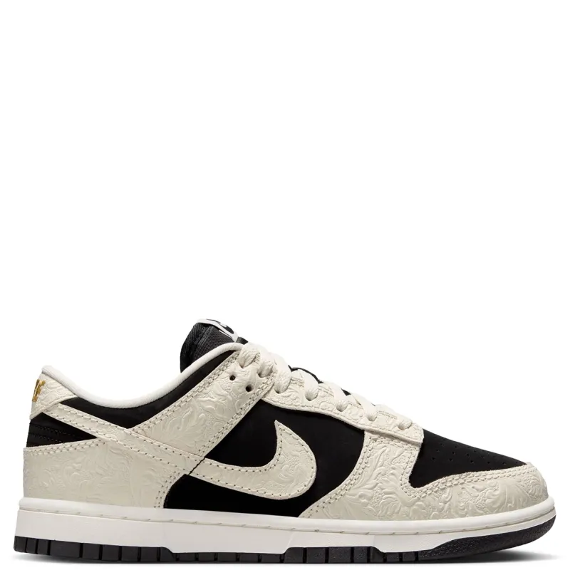 Nike Women’s Dunk Low Black Sail Metallic Gold side view