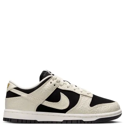 Nike Women’s Dunk Low Black Sail Metallic Gold side view