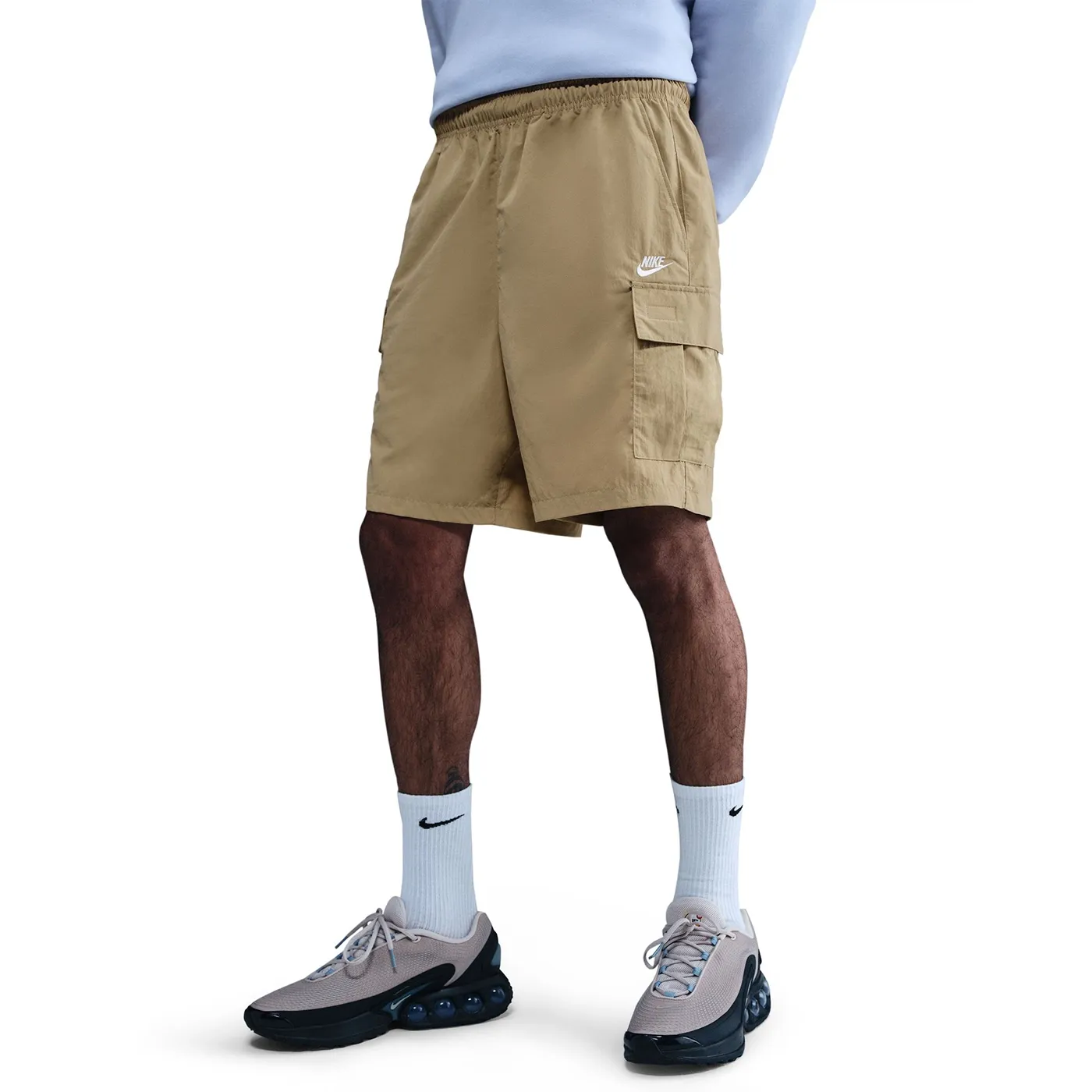 Front angled view of Nike Club Utility Short highlighting elastic waistband and clean silhouette