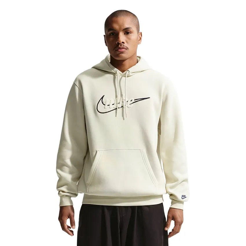 Close-up of chenille Nike logo on chest