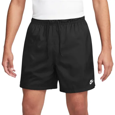 Front view of Nike Club Flow Short in black showing relaxed above-the-knee fit