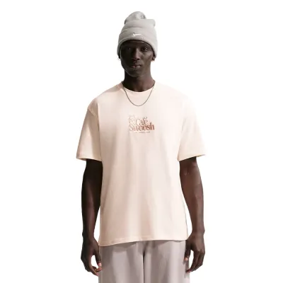 Front view showing embroidered Cafe Swoosh logo on chest