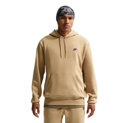 Front view of Nike Club pullover hoodie with pouch pocket and drawcord hood