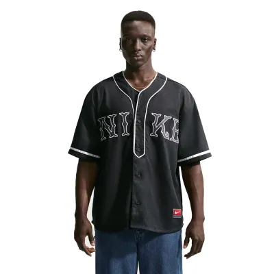 Front view of black Nike Vintage Sport Top with felt Nike lettering