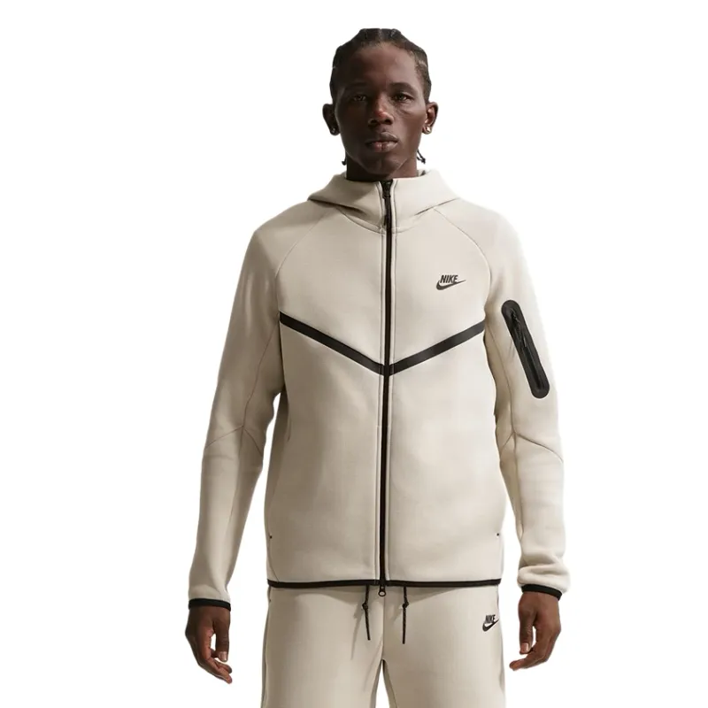 Front view of Nike Tech Fleece Windrunner Full-Zip Hoodie with chevron design