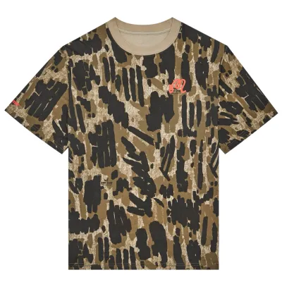 Malbon Golf Bermuda Tour Divot Camo Tee Bark Camo flat lay front view