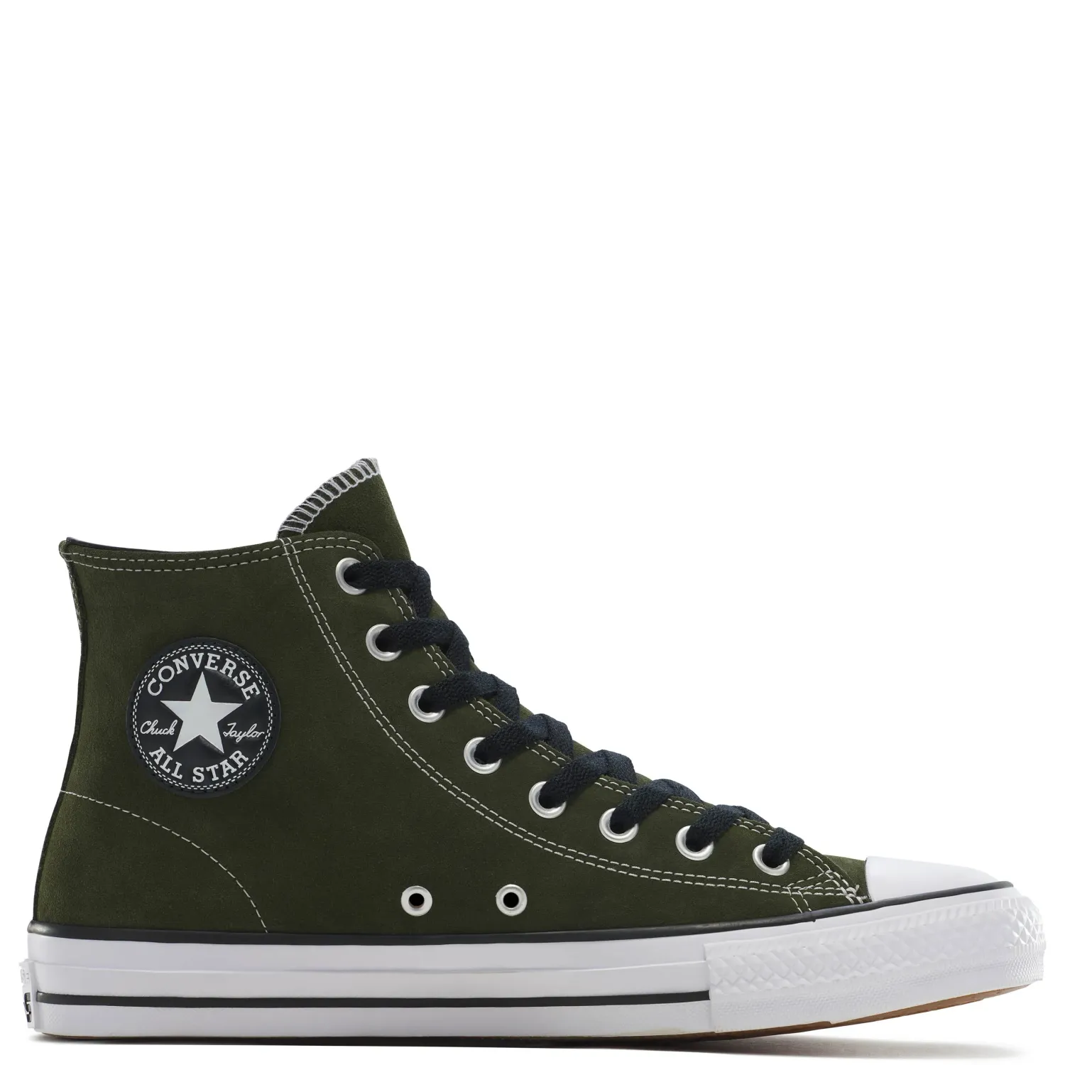 Side profile of Converse Chuck Taylor All Star Pro Suede High in Good Natured green