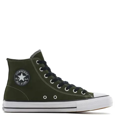 Side profile of Converse Chuck Taylor All Star Pro Suede High in Good Natured green