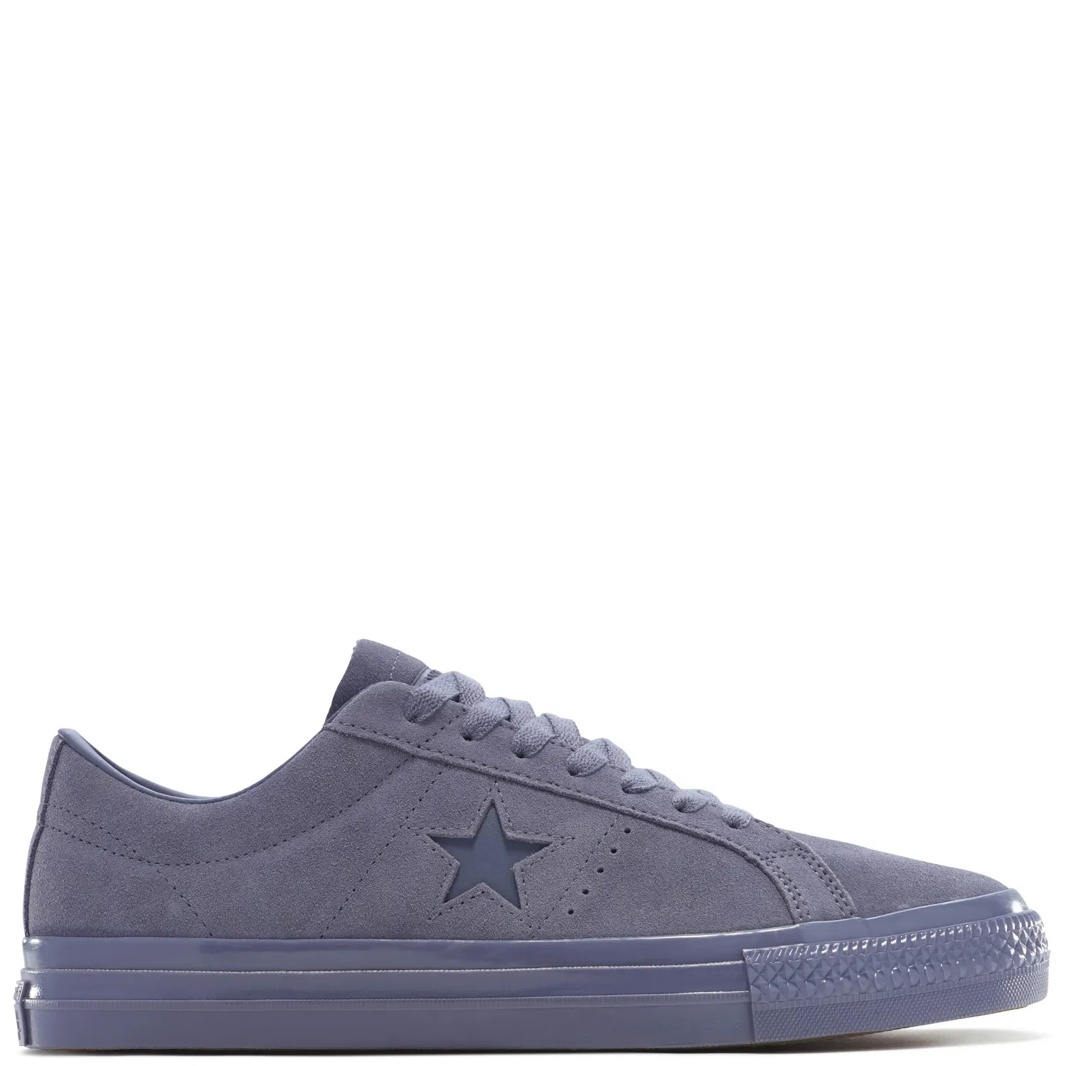 Side profile of Converse One Star Pro Mono in Thunder Whale suede