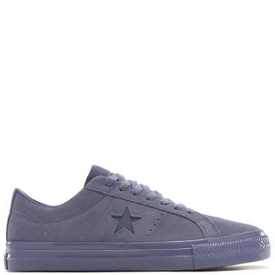 Side profile of Converse One Star Pro Mono in Thunder Whale suede