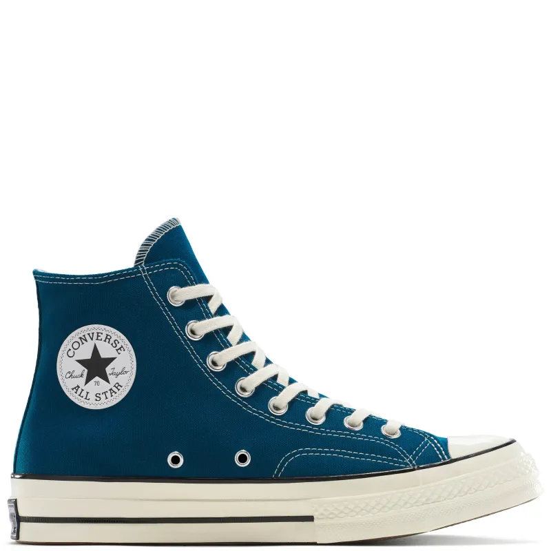 Side profile of Converse Chuck 70 High in Murky Waters with egret midsole