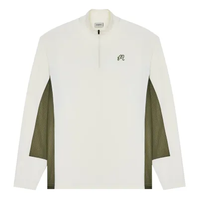Santiago Mid Layer laid flat showing quarter-zip front and chest “M” logo