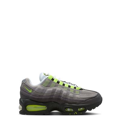 Side profile of Nike Air Max 95 GS with visible neon Air cushioning and black midsole.
