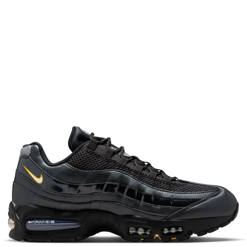 Medial side profile of Air Max 95 in black with sculpted midsole