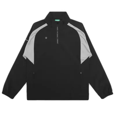 Front view of black Students Myles nylon quarter zip pullover.