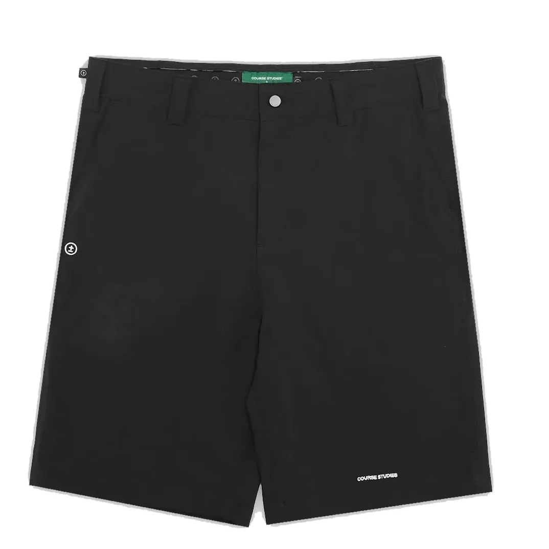 Flat lay front view of black Students Alpina Performance Shorts.