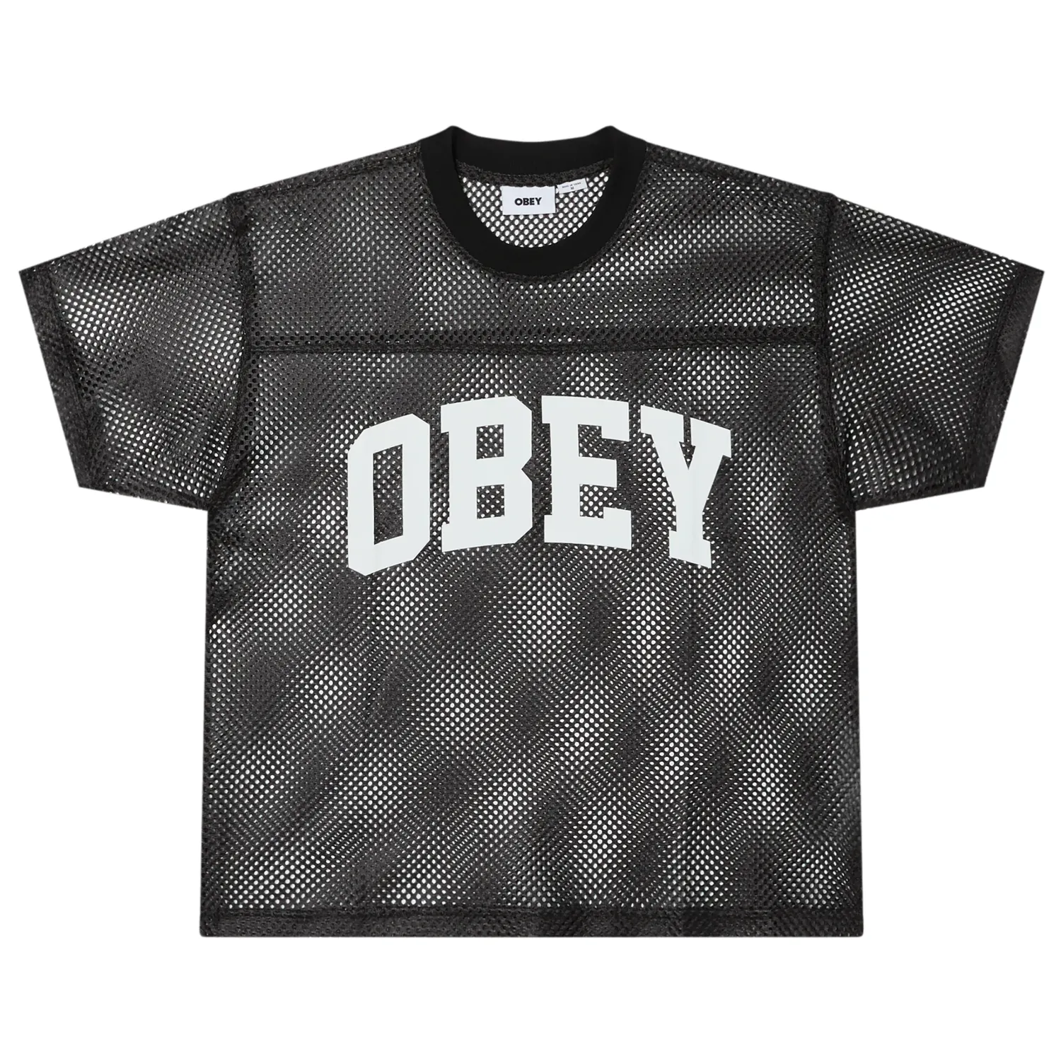 Front View Of OBEY Collegiate Practice Jersey In Black.