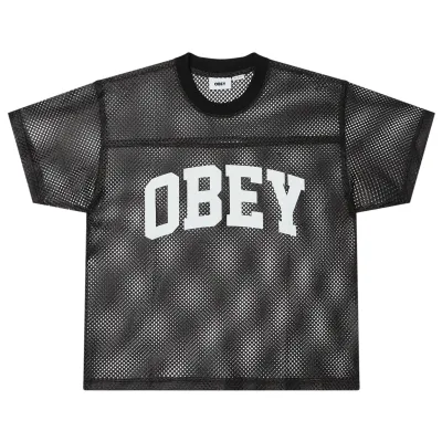 Front View Of OBEY Collegiate Practice Jersey In Black.