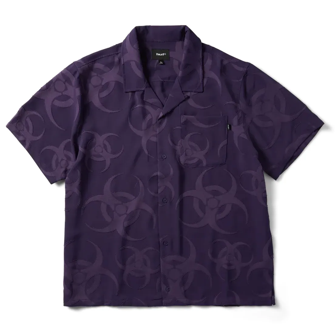 Front Flat Lay Of HUF Sector Jacquard Shirt In Dark Berry.