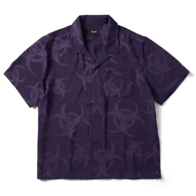 Front Flat Lay Of HUF Sector Jacquard Shirt In Dark Berry.