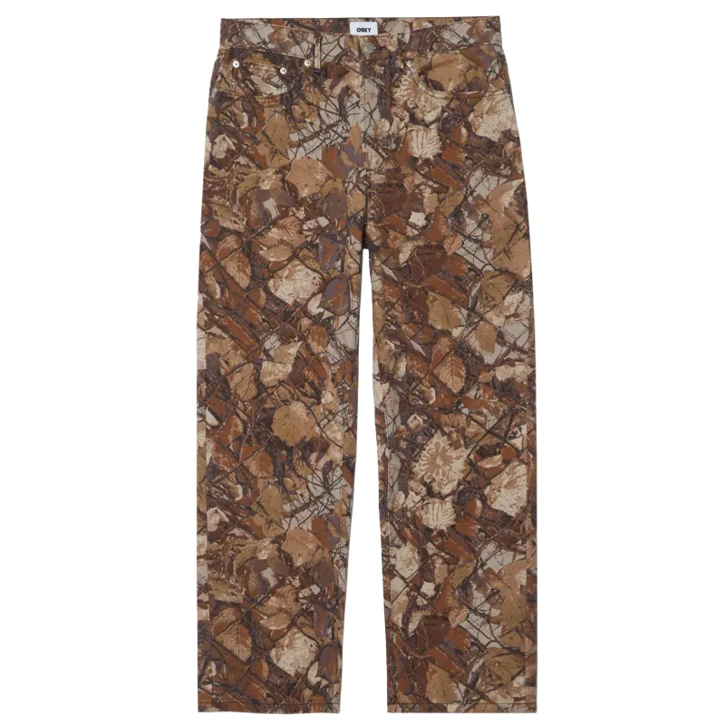 Front View Of OBEY Classic Baggy Denim In Fence Camo Multi.