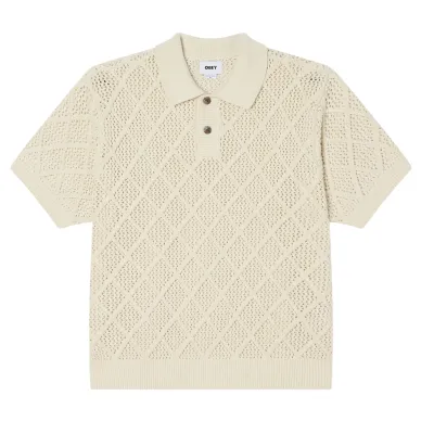 Front View Of OBEY Eryk Polo Sweater In Birch.