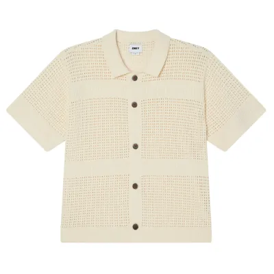 Front View Of OBEY Zach Sweater Shirt In Unbleached.