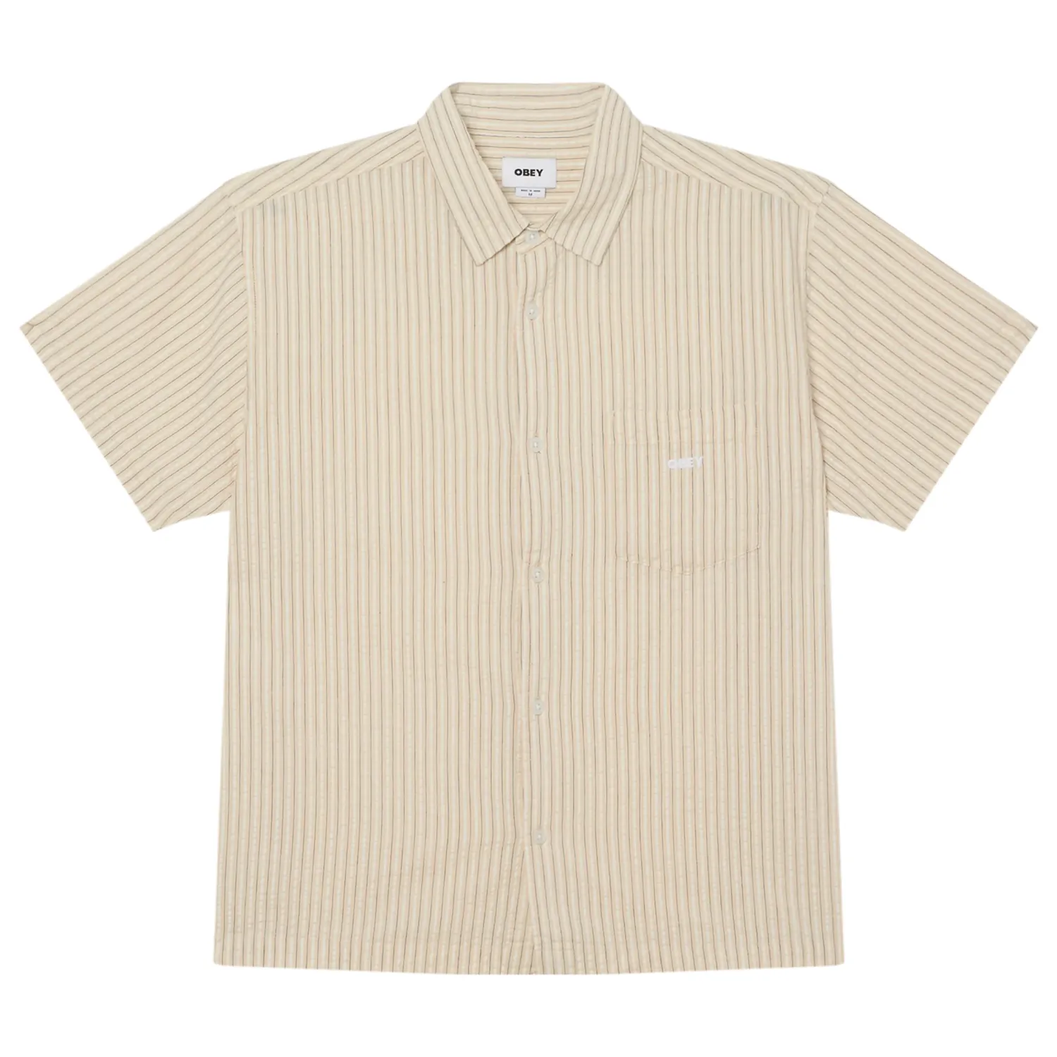 Front View Of OBEY Alan Shirt In Unbleached.