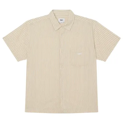 Front View Of OBEY Alan Shirt In Unbleached.