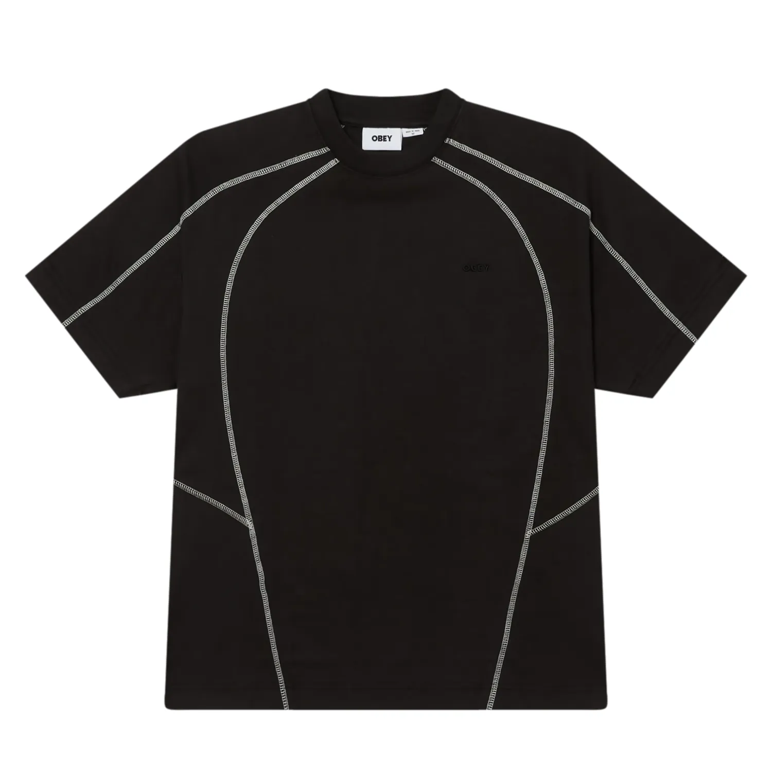 Front View Of OBEY Contrast Stitch Tee.