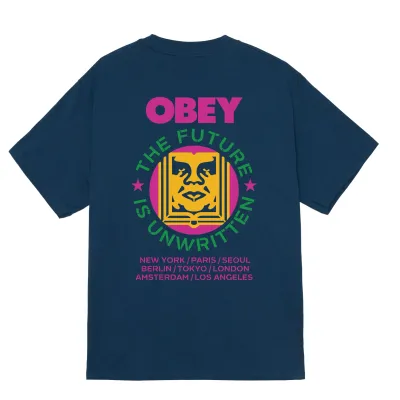 Back Graphic On OBEY Future Unwritten Tee With “The Future Is Unwritten” Artwork.
