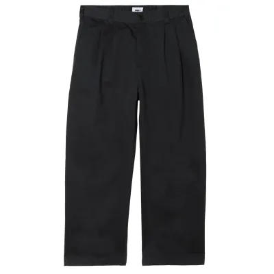 Front View Of OBEY Foster Pleated Pant With Pleated Waist In Black.