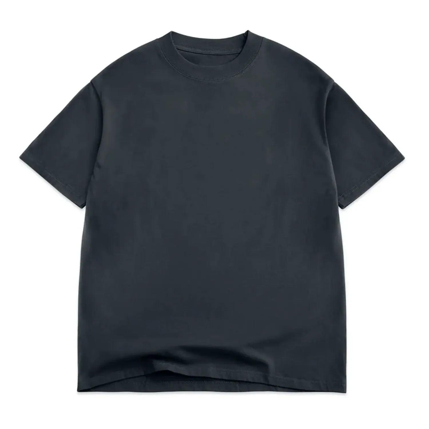 Front View Of Cotton Collective Oversized Crop Tee In Vintage Black With Relaxed Oversized Fit.