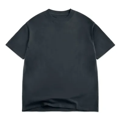 Front View Of Cotton Collective Oversized Crop Tee In Vintage Black With Relaxed Oversized Fit.