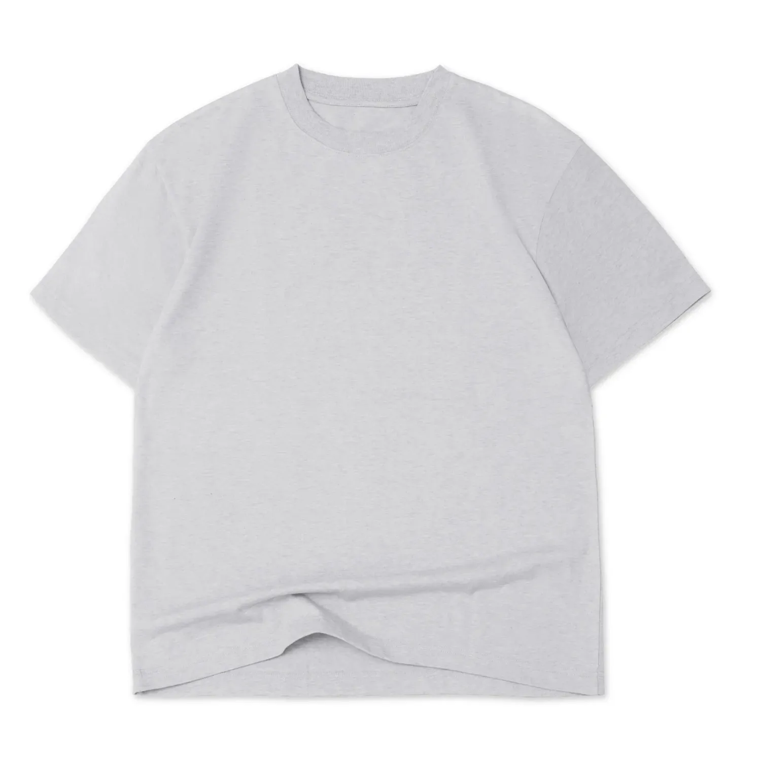 Front View Of Cotton Collective Oversized Box Tee In Heather Grey With Relaxed Fit.
