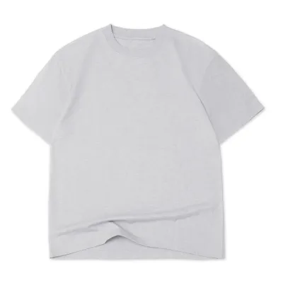 Front View Of Cotton Collective Oversized Box Tee In Heather Grey With Relaxed Fit.